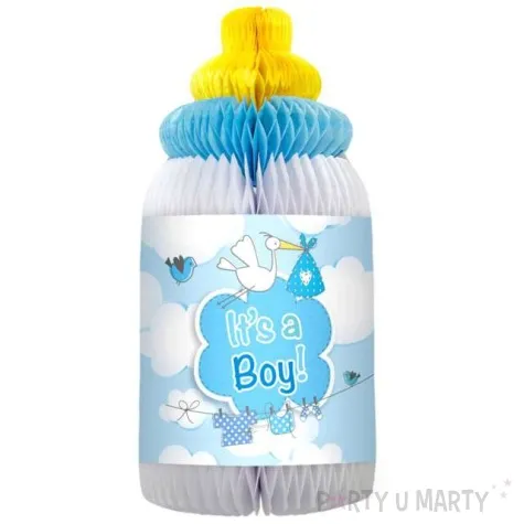 dekoracja honeycomb its a boy butelka blekitny folat 28 cm