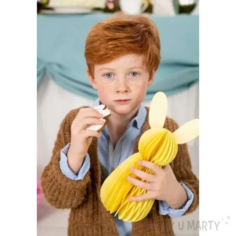 dekoracja honeycomb kroliczek zolty partydeco 30 cm