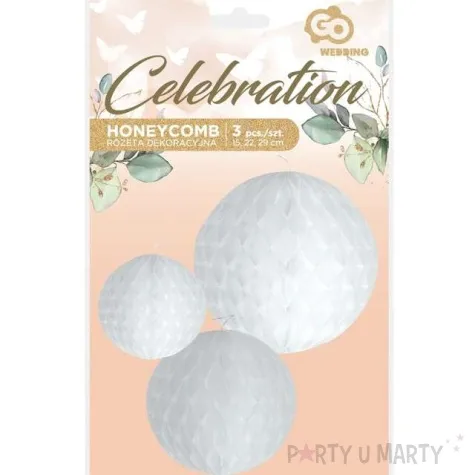dekoracja honeycomb kula bialy godan 3 szt