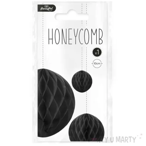 dekoracja honeycomb kula czarny partypal 10 cm