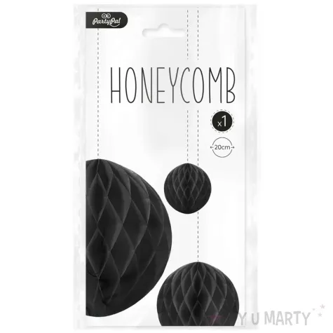 dekoracja honeycomb kula czarny partypal 20 cm