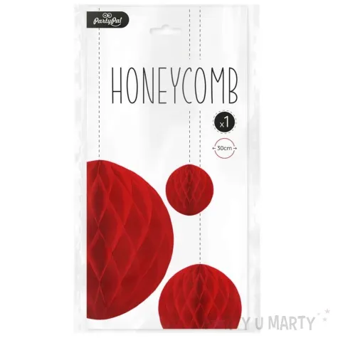 dekoracja honeycomb kula czerwony partypal 30 cm