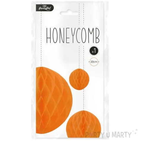 dekoracja honeycomb kula pomaranczowy partypal 20 cm