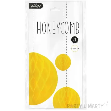 dekoracja honeycomb kula zolty partypal 30 cm