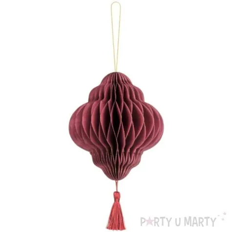 dekoracja honeycomb latarnia bordowa partydeco 15 cm