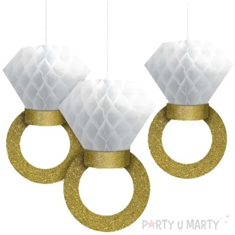 dekoracja honeycomb pierscionek zlota amscan 30 cm 3 szt