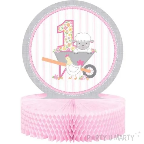 dekoracja honeycomb roczek dziewczynki rozowa godan 30 cm