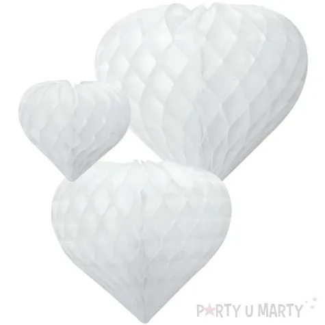 dekoracja honeycomb serca bialy godan 3 szt