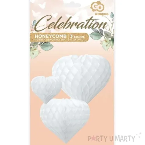 dekoracja honeycomb serca bialy godan 3 szt