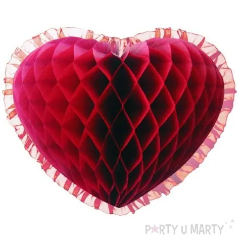 dekoracja honeycomb serce bordowa 45 cm funny fashion