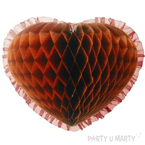 dekoracja honeycomb serce brazowa 45 cm funny fashion