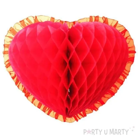dekoracja honeycomb serce czerwona 45 cm funny fashion