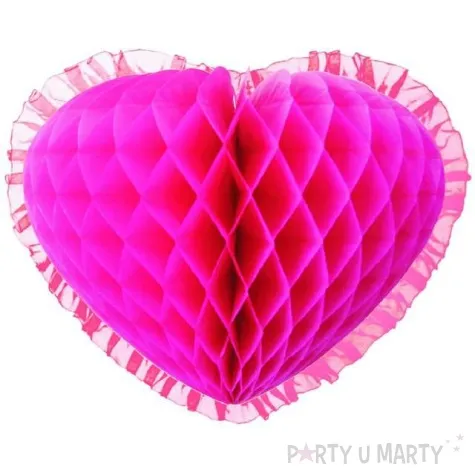 dekoracja honeycomb serce fuksja 45 cm funny fashion