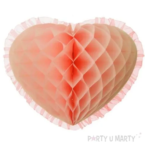 dekoracja honeycomb serce lososiowa 45 cm funny fashion