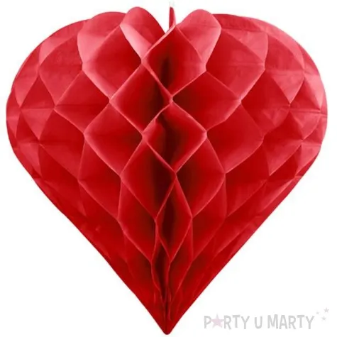 dekoracja honeycomb serce partydeco czerwone 20 cm