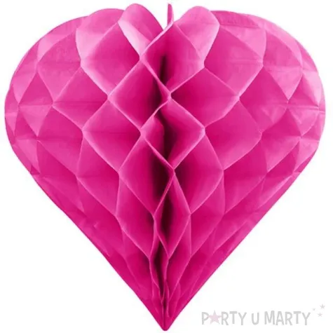 dekoracja honeycomb serce partydeco rozowa ciemna 30 cm