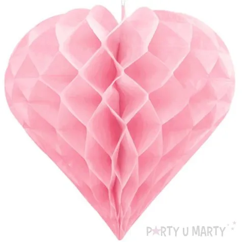 dekoracja honeycomb serce partydeco rozowe jasne 20 cm
