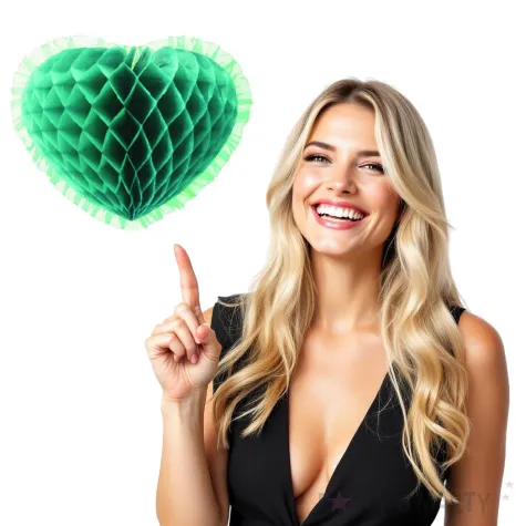 dekoracja honeycomb serce zielona 45 cm funny fashion