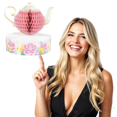 dekoracja honeycomb tea party czajnik rozowa godan