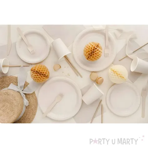 dekoracja jednorazowa zastawa stolowa talerzyki papierowe monokolor bezowy 23 cm 6 szt