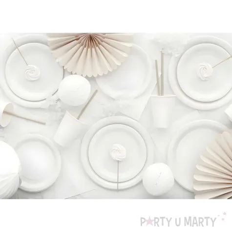 dekoracja jednorazowa zastawa stolowa talerzyki papierowe monokolor bialy 18 cm 6 szt