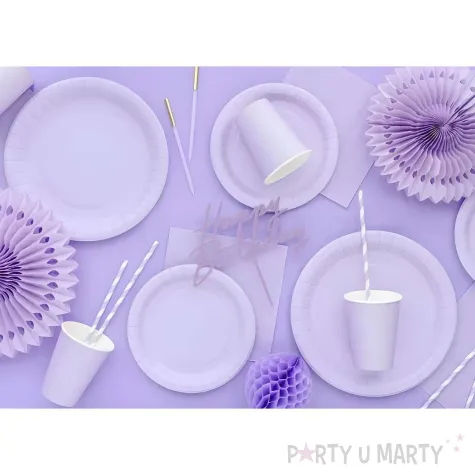 dekoracja jednorazowa zastawa stolowa talerzyki papierowe monokolor lawendowe 23 cm 6 szt