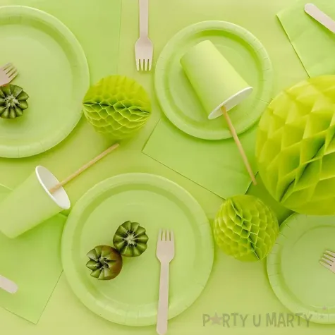 dekoracja jednorazowa zastawa stolowa talerzyki papierowe monokolor zielone jasne 18 cm 6 szt