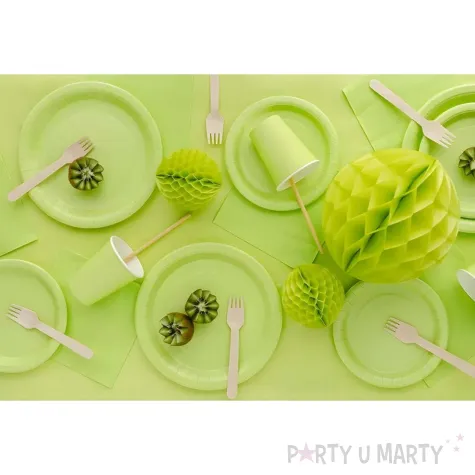 dekoracja jednorazowa zastawa stolowa talerzyki papierowe monokolor zielone jasne 23 cm 6 szt