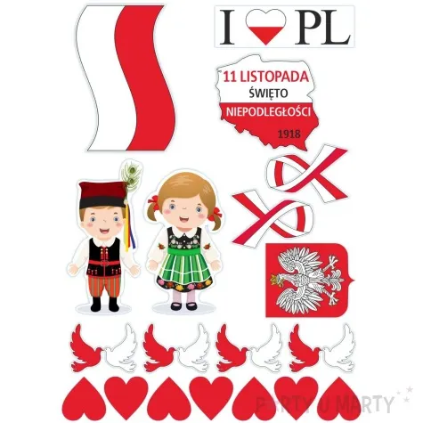 dekoracja kartonowa 11 listopada dzieci w strojach ludowych 1 kompl