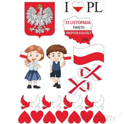 dekoracja kartonowa 11 listopada dzieci z choragiewkami 1 kompl