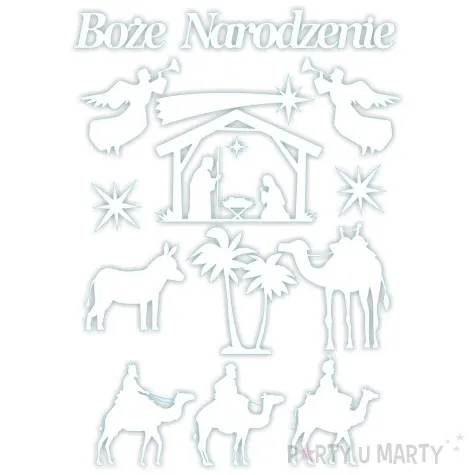 dekoracja kartonowa boze narodzenie bialy 1 kompl