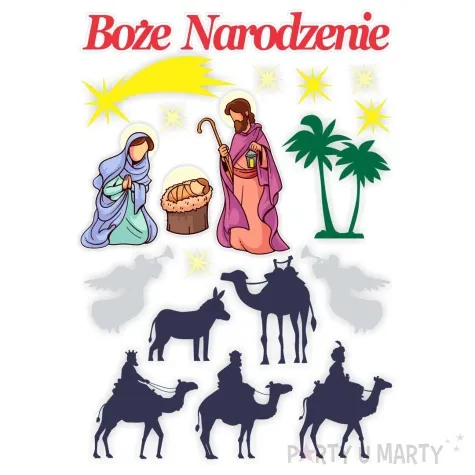 dekoracja kartonowa boze narodzenie mix kolor 1 kompl