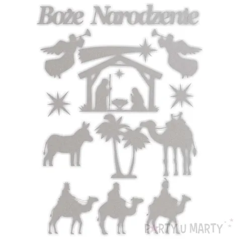 dekoracja kartonowa boze narodzenie srebrny 1 kompl
