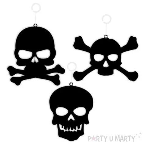 dekoracja kartonowa czachy czarne 10 cm 6 szt