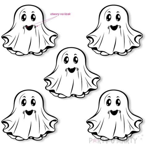 dekoracja kartonowa duszek kacperek na lizak 5 szt