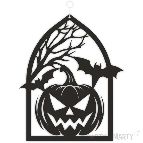 dekoracja kartonowa dynia i nietoperz czarna 25 cm