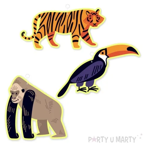 dekoracja kartonowa dzungla bungla ze gorylem mix 29 cm 3 szt