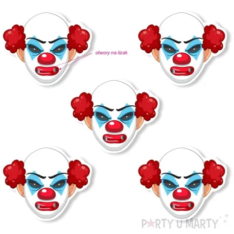dekoracja kartonowa klaun jacek na lizak 5 szt