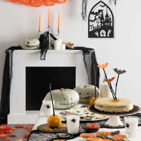 dekoracja kartonowa kosciol i cmentarz czarna 25 cm