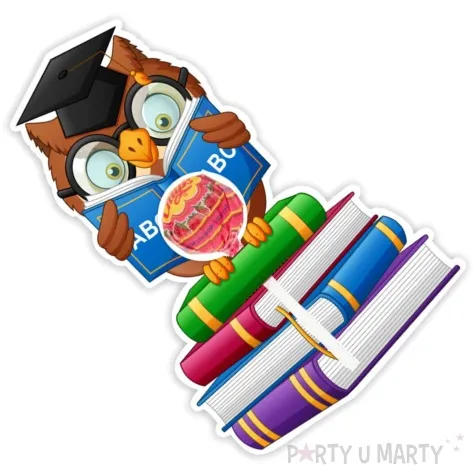 dekoracja kartonowa madra sowa na lizak uniwersalna 5 szt