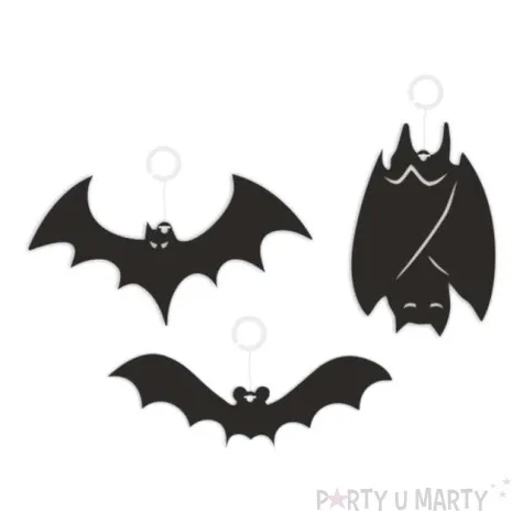 dekoracja kartonowa nietoperze czarna 10 cm 6 szt