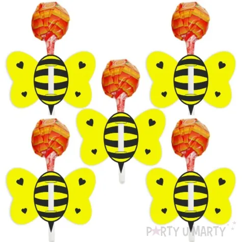 dekoracja kartonowa pszczolka na lizak 5 szt