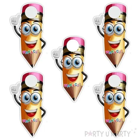 dekoracja kartonowa sprytny olowek na lizak wakacje 5 szt