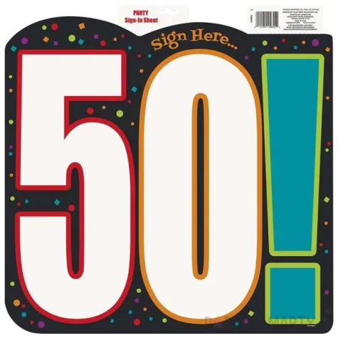 dekoracja kartonowa urodziny 50 unique 45x45 cm