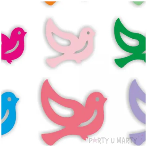 dekoracja kartonowa wiosna kolorowe ptaszki mix 12 szt