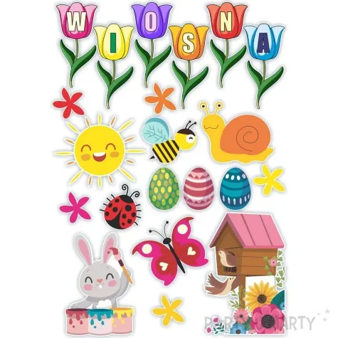 dekoracja kartonowa wiosna w kwiatach 1 kompl