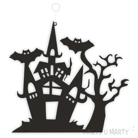 dekoracja kartonowa zamek duchow czarna 20 cm 1 szt