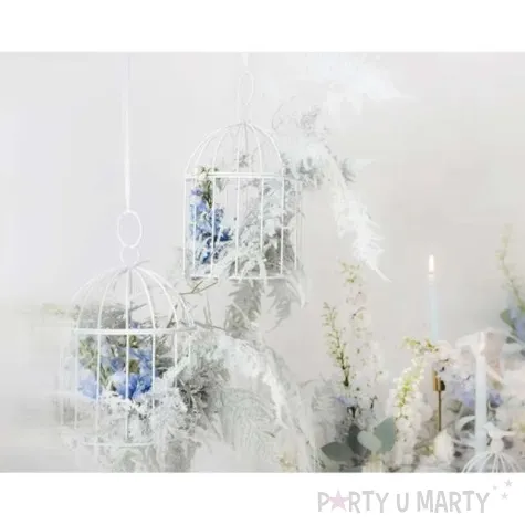 dekoracja klatka biala partydeco 24 cm