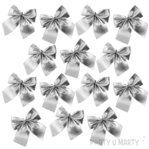 dekoracja kokardki prezentowe srebrne arpex 14 szt