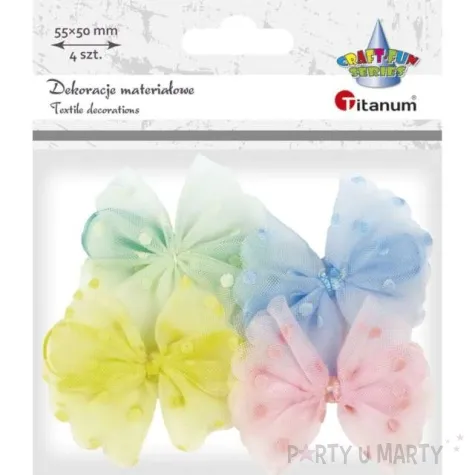 dekoracja kokardki tiulowe mix titanum 4 szt